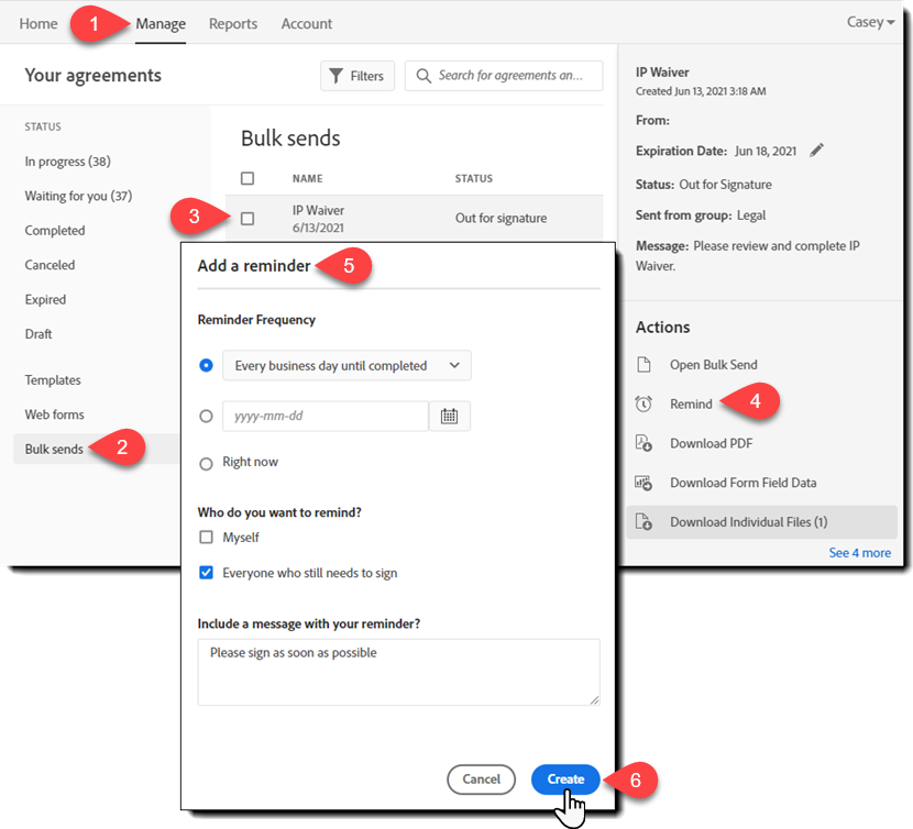 How to set reminders for all agreements at once in Mega Sign